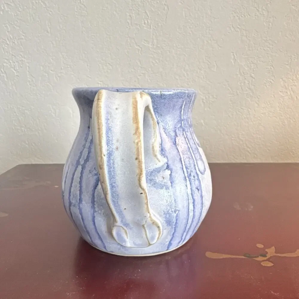 Studio Art Pottery Small Creamer Pitcher Blue Purple Drip Glaze